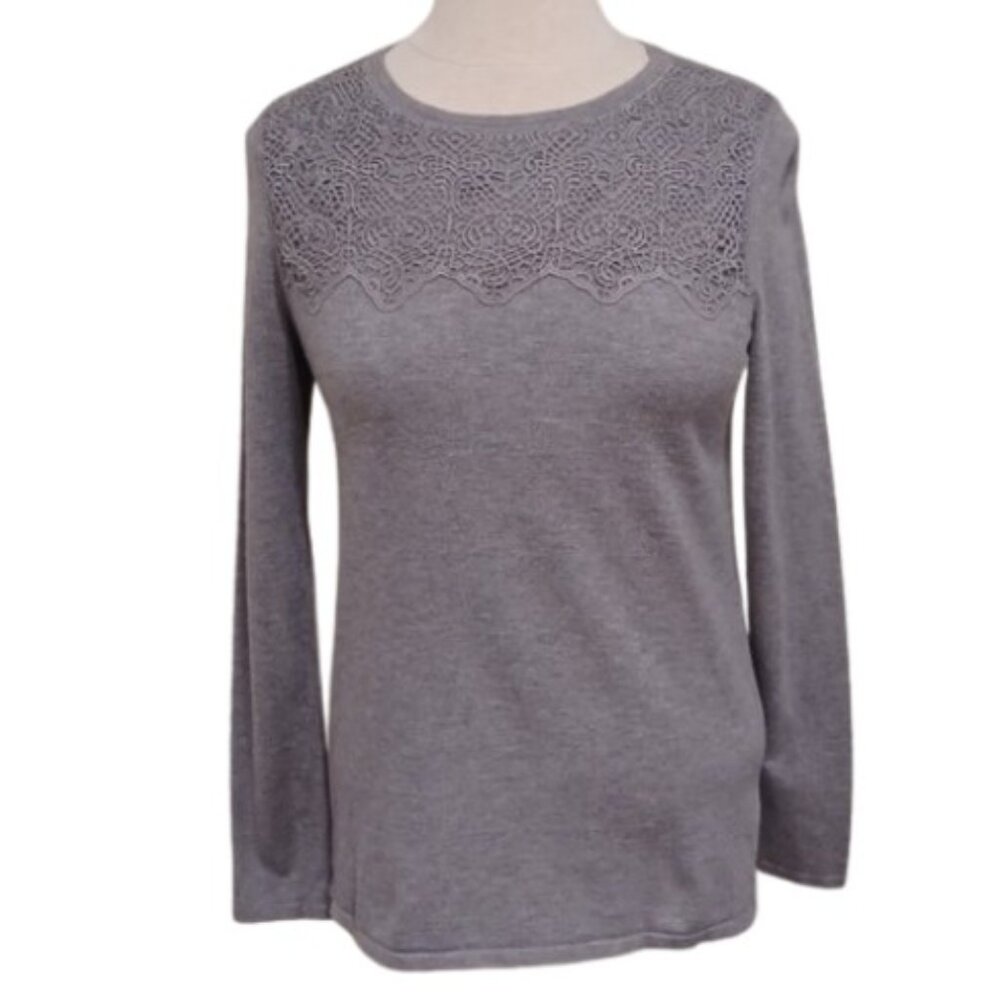 Buffalo David Bitton Lace Smock Front Long Sleeve Pull On Top- Sz. Med